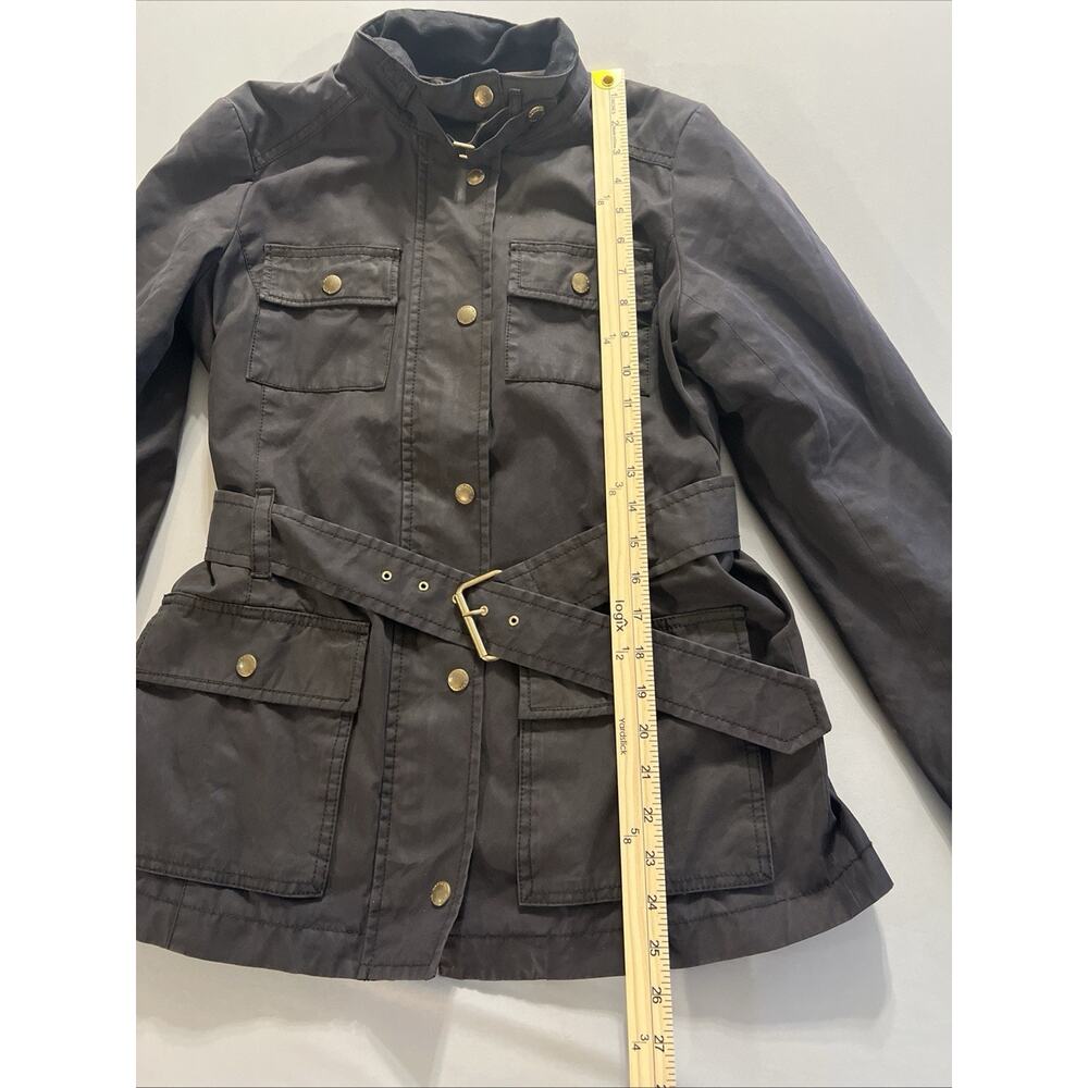 Womens Banana Republic Waxed Field Jacket Black Belted Flannel Lined Small S - Picture 7 of 9